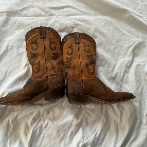 Amazonas Womens Brown Leather Western Cowboy Pointed Toe Pull On Boots Sz 9 - Picture 6 of 8